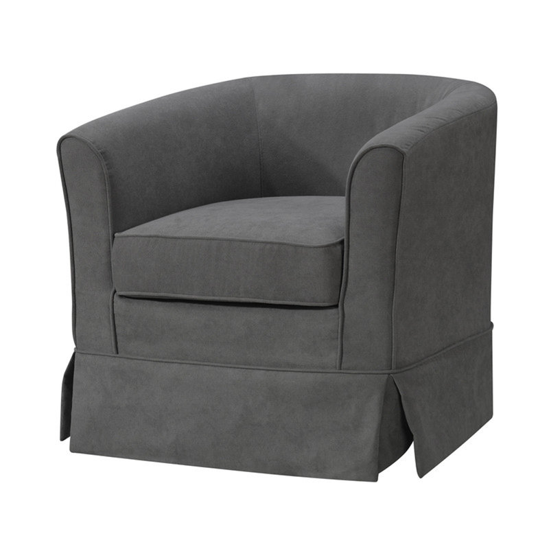 Ailen Swivel Barrel Chair, Gray Fabric