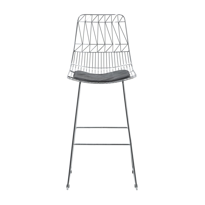 Crestline Upholstered Counter Stool with Metal Frame, Silver
