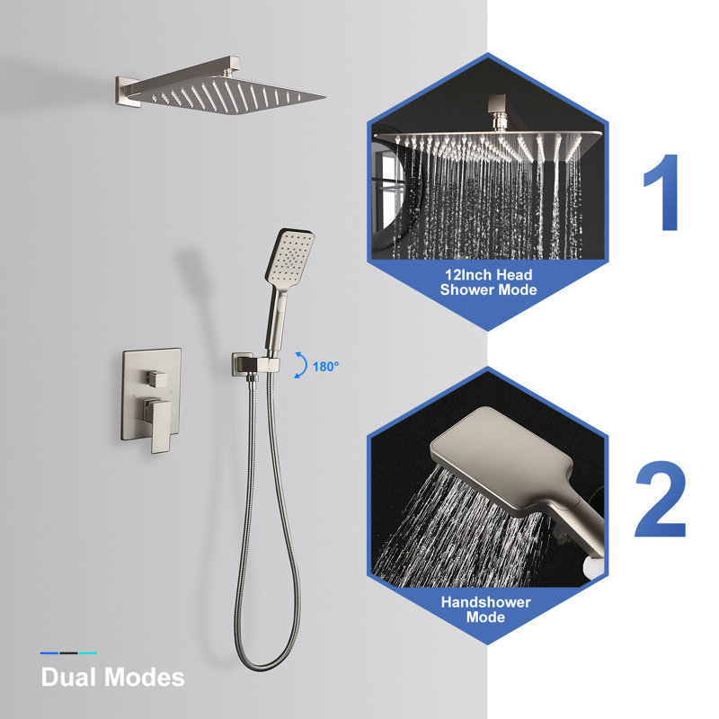 Système de douche à pression équilibrée avec valve brute, Nickel brossé