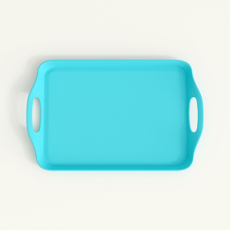 Reston Lloyd Multi-Purpose 18" Rectangle Melamine Plastic Handled Tray, Turquoise
