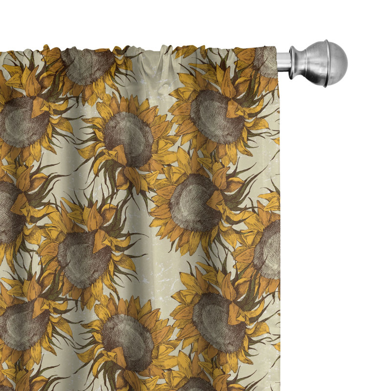 Sunflower Semi-Sheer Rod Pocket Curtain Panels, 28" x 63"