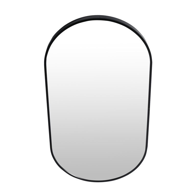 Miroir de salle de bain 18 x 35 pouces avec cadre en métal noir - verre de 4 mm de haut, arrière, moderne pour différents espaces