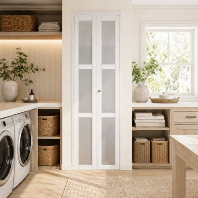 Porte pliante en verre givré 3-Lite 36 po x 96 po avec trousse de quincaillerie d'installation