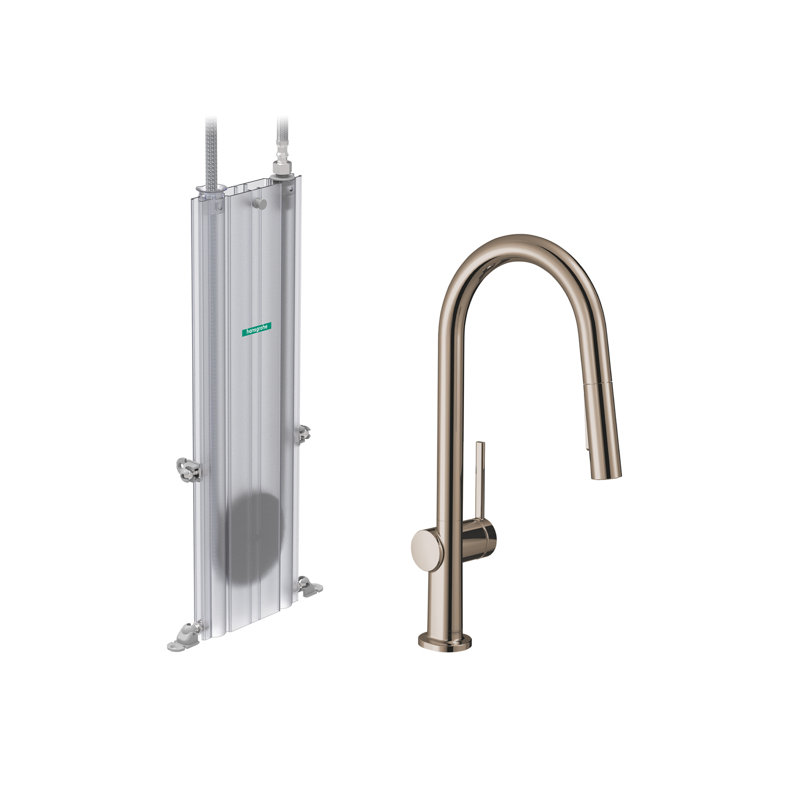 Robinet de cuisine hansgrohe Talis N HighArc, à 2 jets rétractables de style A avec sBox, 1,75 gal / min, Nickel poli