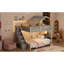 Lit superposé double au dessus d'un lit double avec escalier et lumières à DEL 3 couleurs, gris-1411962857