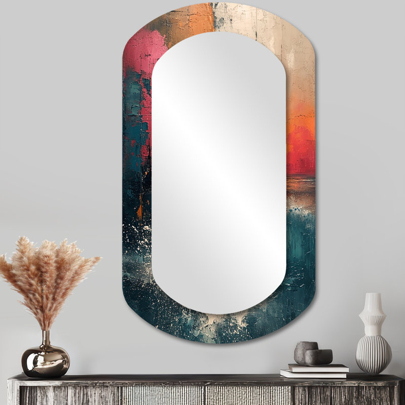 Miroir mural décoratif asymétrique blanc, 43 po x 23 po