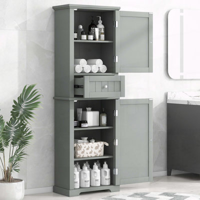 Grande armoire de rangement autoportante avec tiroir et tablette réglable