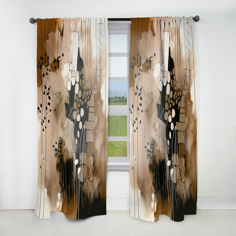 Gabouray - Liberté artistique brune et noire II - Rideau moderne - Velours obscurcissant - 1 panneau, L 52 po x L 84 po
