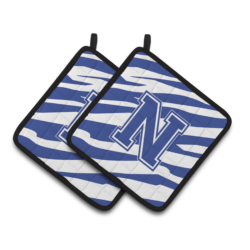 Tiger Stripe Potholder, Bleu blanc, N