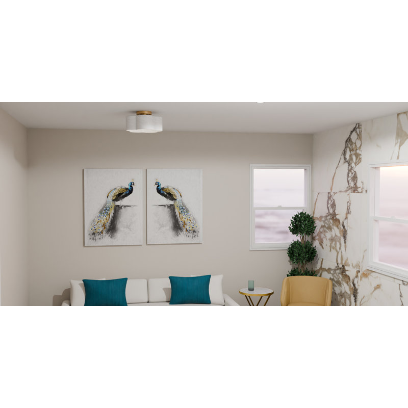 Kaelon 1-Light Brushed Weathered Brass Semi-Flush Mount