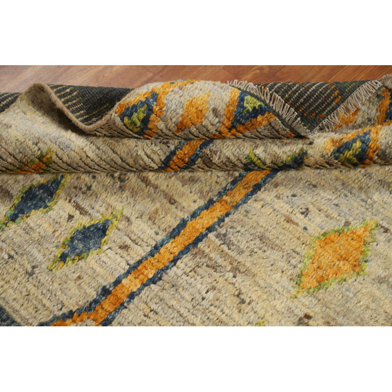 Geometric Wool Moroccan Oriental Rug 3x6