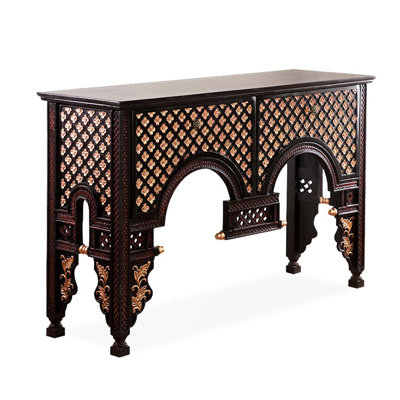 Vintage Hand-Carved Entryway Cabinet with Arched Design