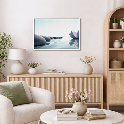 «Zen Stones Serene Spa Massage White Water Lily», photographie sur toile, salle de bain, art mural