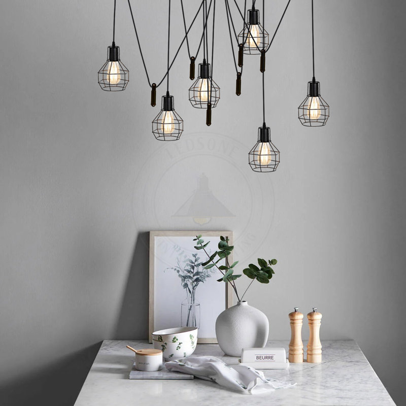 Dahill 6 - Light Cluster Pendant, Black, No