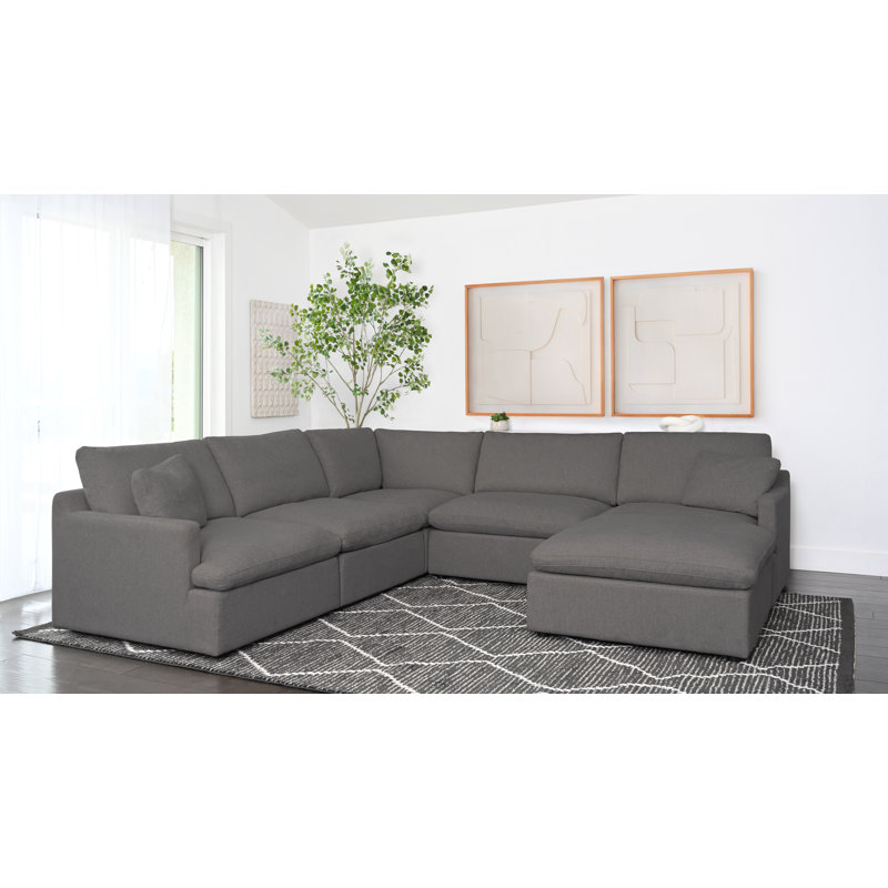 Canapé modulaire rembourré 6 pièces Bronislava, 100 % polyester gris