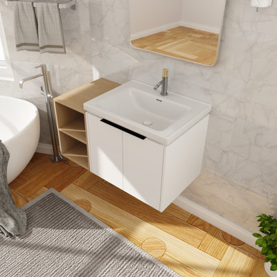 Meuble-lavabo mural simple avec plateau en céramique 35,83 po Diggines