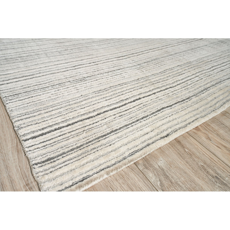 Rossini Striped Area Rug in Silver/Ivory, Rectangle 8' x 10'