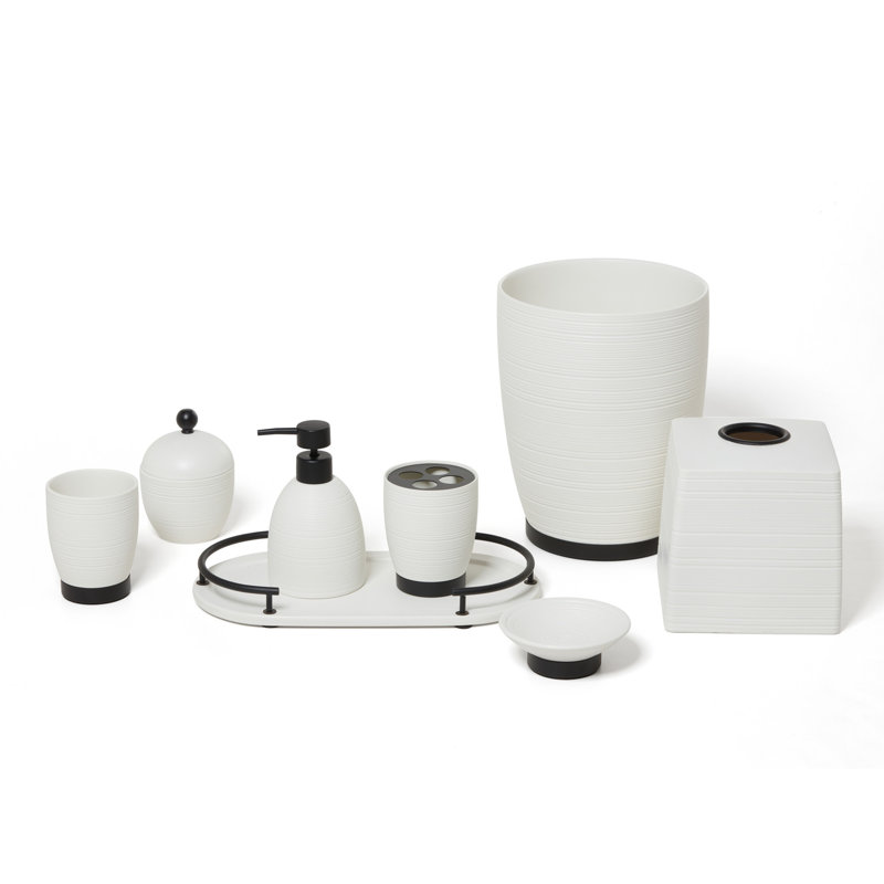Ensemble d'accessoires de salle de bain 8 pièces à garniture noire de Dubaï, Garniture noire