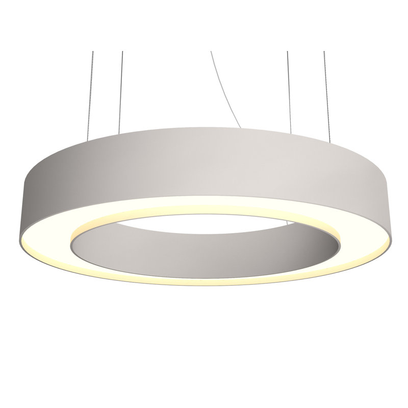 1 - Light LED Pendant, 5.27" H x 23.4" W x 23.4" D, American Walnut