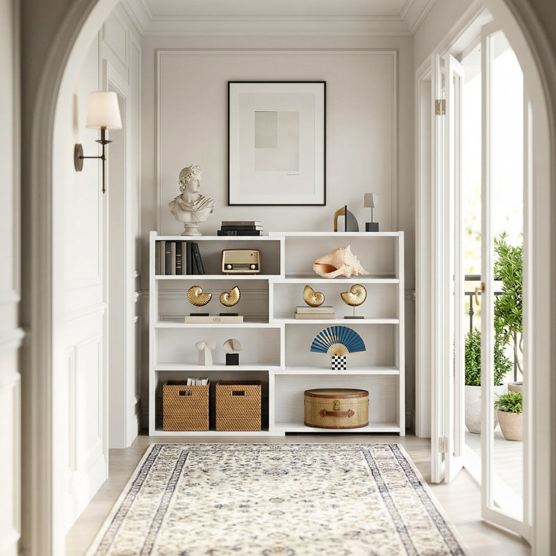 Petite bibliothèque à 5 niveaux,  (5 tablettes) H 41 po x l 45,2 po x P 11,7 po, Blanc