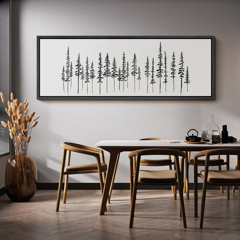 «Minimal Botanical Minimalist Pine Tree Silhouette», reproduction encadrée sur toile, H 20 po x l 60 po