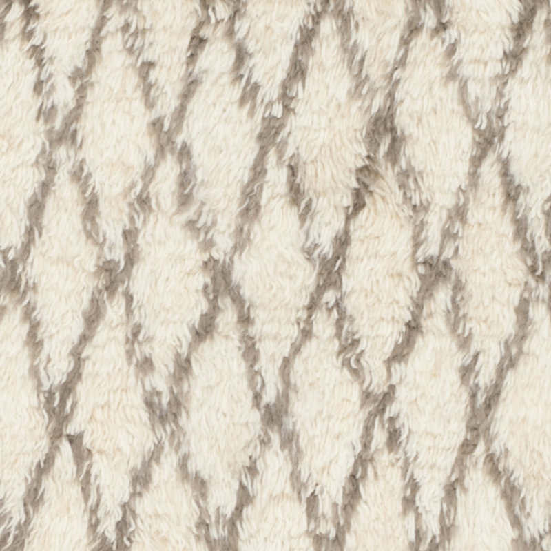 Casablanca Hand Tufted Nz Wool/Cotton Geometric Rug in Ivory/Gray, Runner 2'3" x 8'