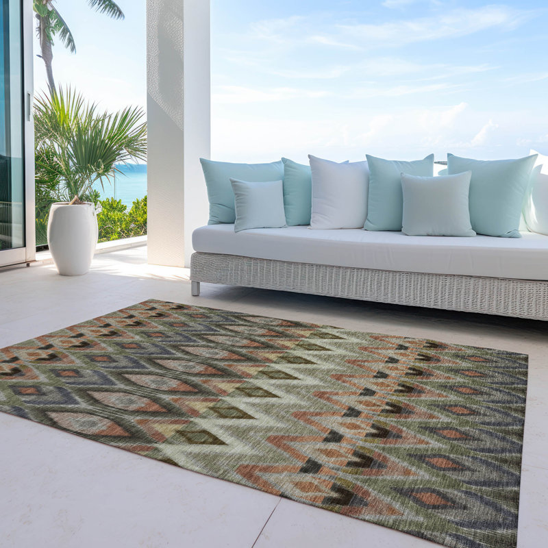 Khiri Flatweave Southwestern Indoor / Outdoor Rug, Rectangle 5' x 7'6"