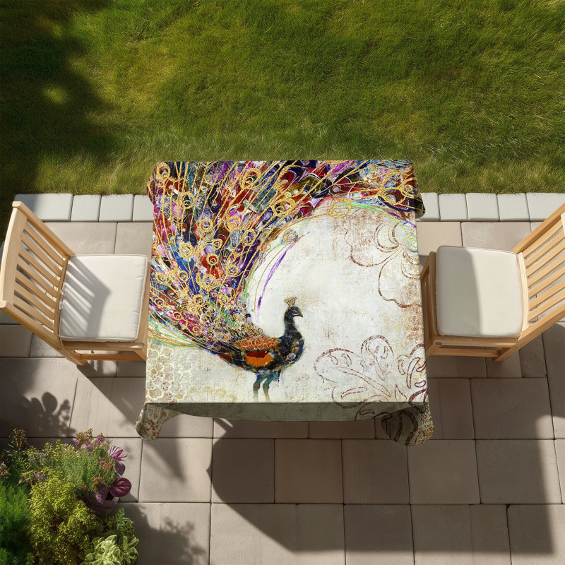 Peacock with Gold Feathers Tablecloth | Livingroom Decor