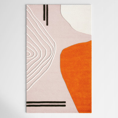 Felipe Ivory Light Pink Hand-Woven Abstract Rug