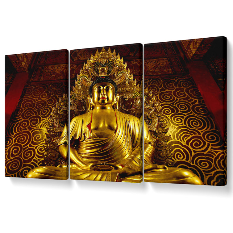 Bloomsbury Market Thai Golden Buddha - 3 Piece Wrapped Canvas Print ...