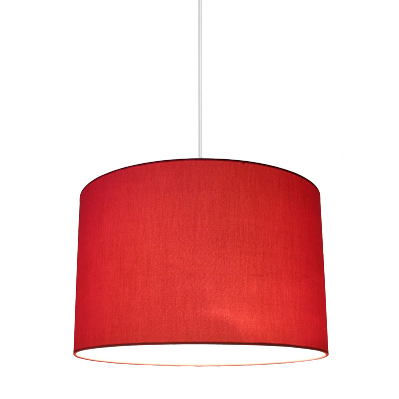 Luminaire suspendu tambour simple à 1 lumière Souri Duo, Fuchsia / doublure verte