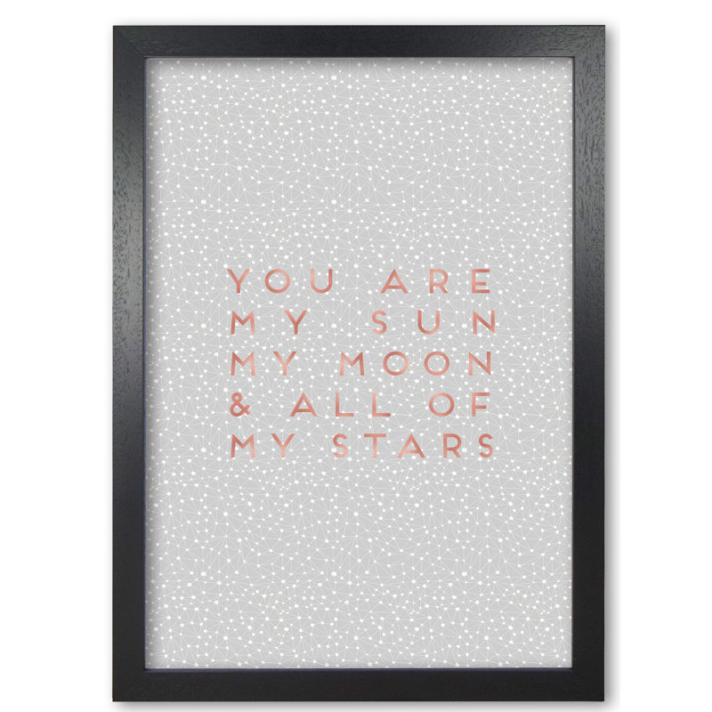 Sun, Moon And Stars Love - Print, Black Grain Frame, 85 cm H x 60 cm W x 5 cm D