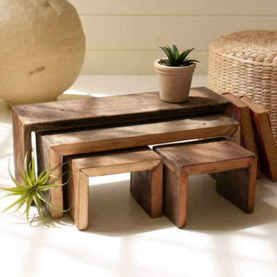  Ensemble de 4 présentoirs rectangulaires en bois recyclés H 7 po