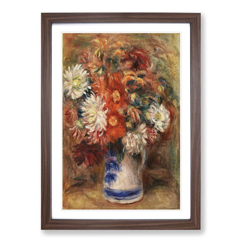 Bouquet of Flowers Vol.1 by Pierre-Auguste Renoir - Picture Frame Painting, 65cm H x 48cm W x 2cm D, Walnut