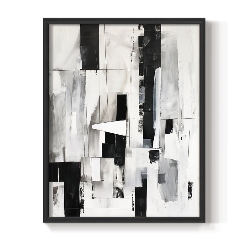 ABSTRACT Series XL - Impression encadrée de qualité supérieure - Prêt à accrocher - Aucun clou requis, Noir, noir, noir, noir
