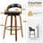 Swivel Bar Stools, 26.8'' Upholstered Counter Stool with Wood Back
