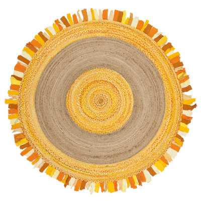 Knowles Hand Woven Cotton/Jute Rug in Gold/Natural
