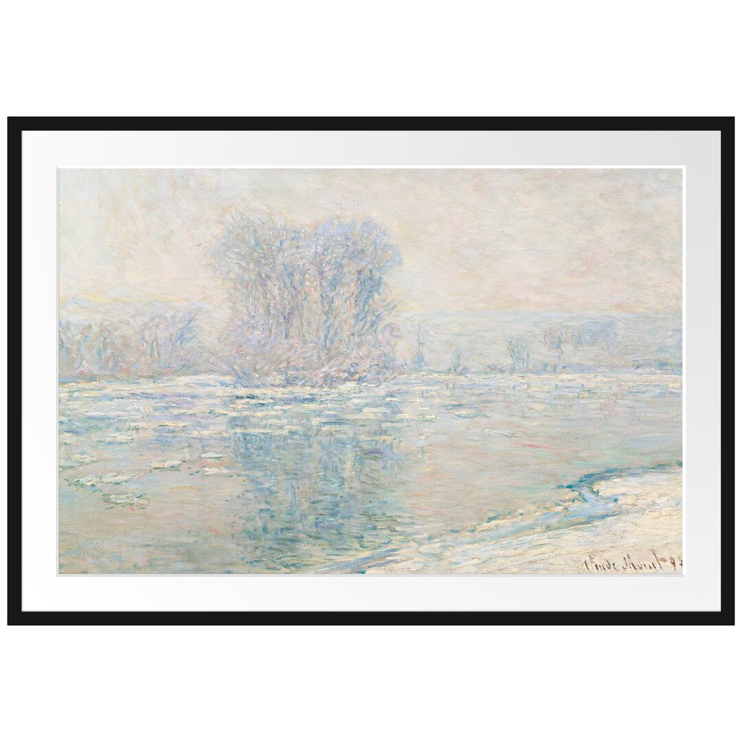 Claude Monet - Eisschollen - Im Bilderrahmen Mit Galerie-Passepartout