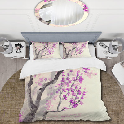 Pink/Purple/Brown Microfiber Duvet Cover Set