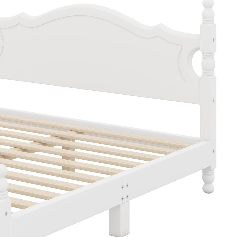 Base de lit plateforme en bois, Blanc
