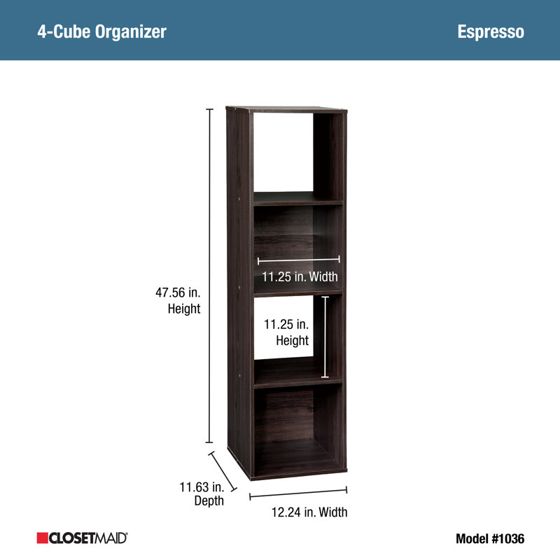 Cubeicals 47.56'' H x 12.24'' W 4-Cube Bookcase, Espresso