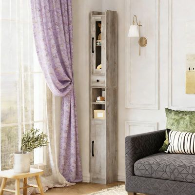 Tall Slim Bathroom Storage Cabinet With Drawer, Door & Adjustable Shelves For Small Spaces, 71" H