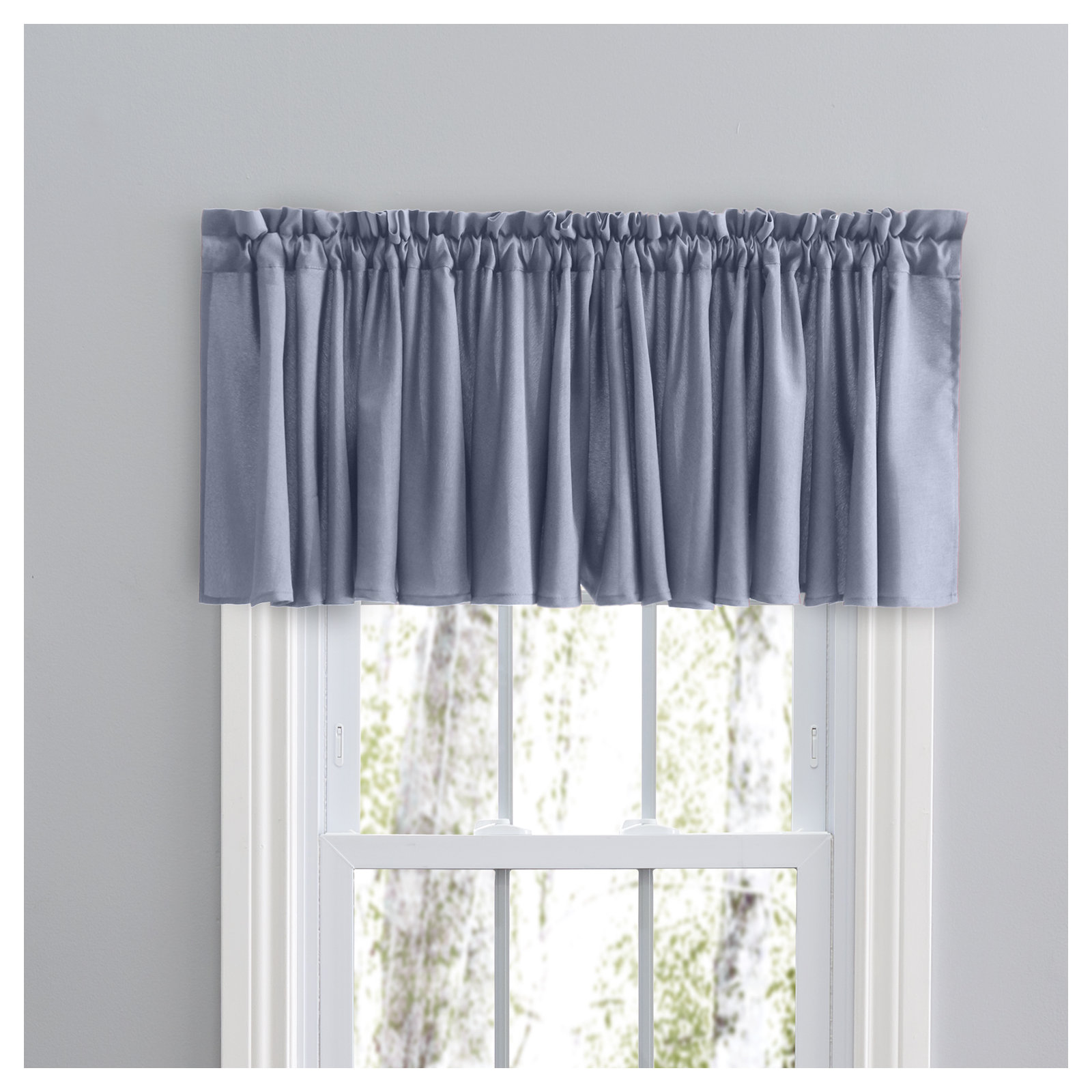 Lakeland Classic Tailored 84" Window Valance Light Filtering in Bold Colors, Blue