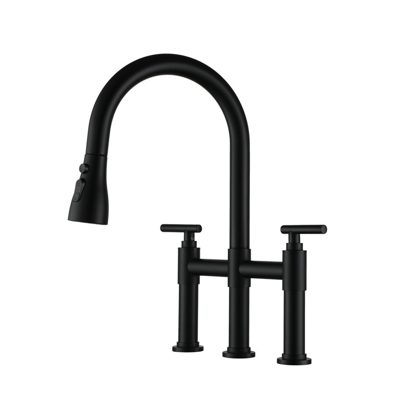 Mondawe Pull Down Kitchen Faucet, Matte Black