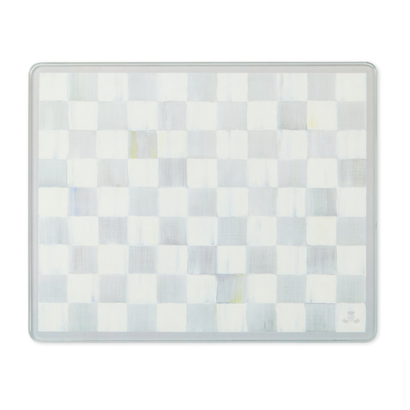 Courtly Check Glass Cutting Board, Set Of 2, Gray/White