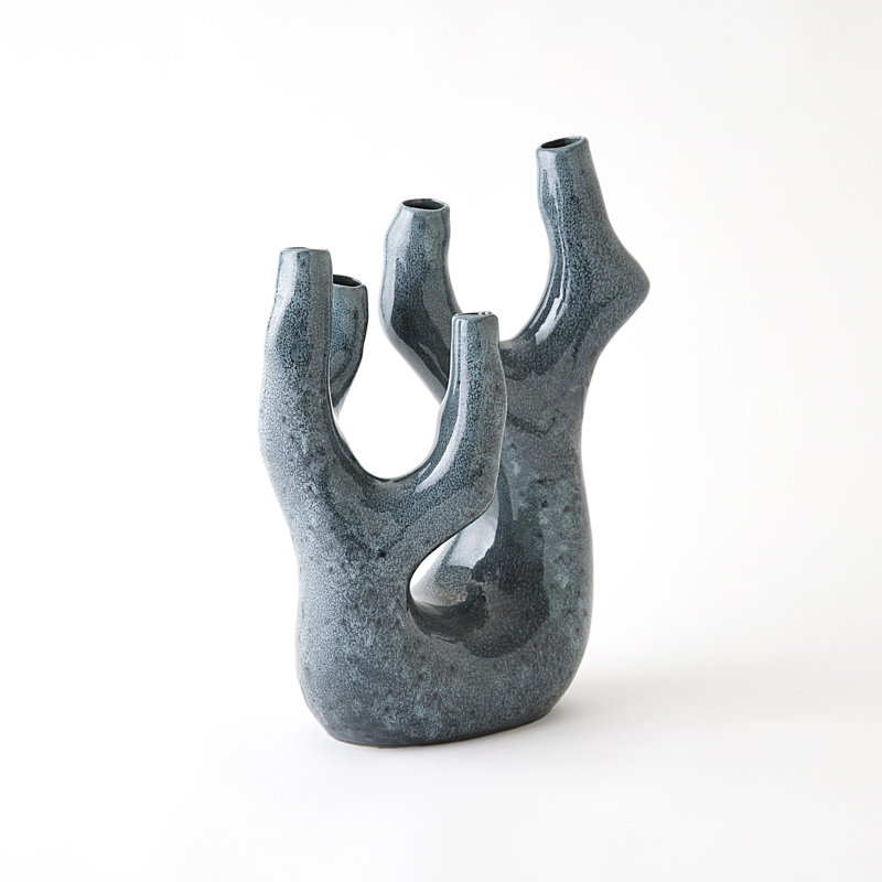 Creation Handmade Earthenware Table Vase, Blue