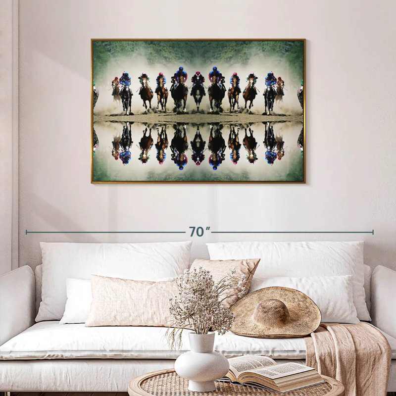 Sport de course de chevaux, Cadre flottant doré, 43 po x 29 po