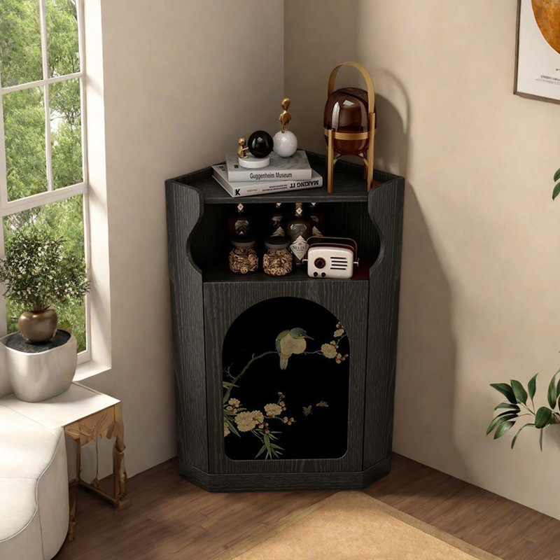Multi-functional art corner cabinet in living room, Black