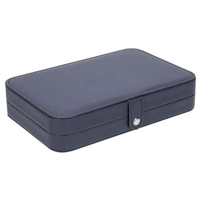 Petite boîte à bijoux en cuir pu - Étui de voyage et organisateur portable, bleu foncé