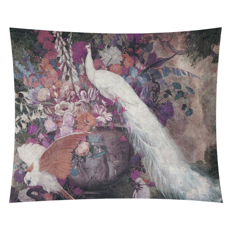 Tapisserie murale peacock Maciel, H 107,5 po x l 91 po, Rose